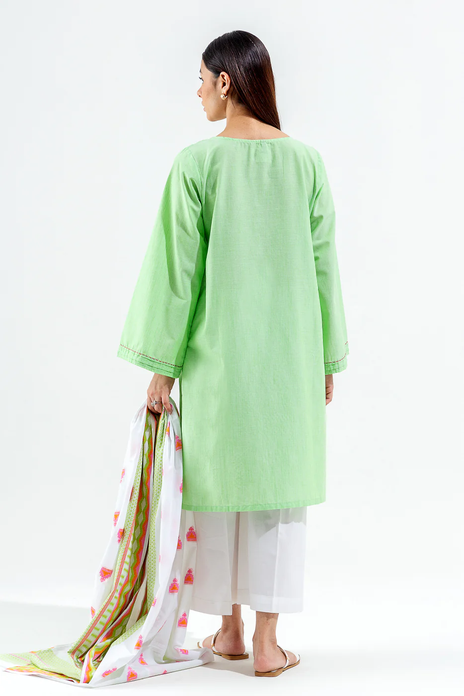 2 PIECE EMBROIDERED CHAMBRAY SUIT (PRET) - Image 4