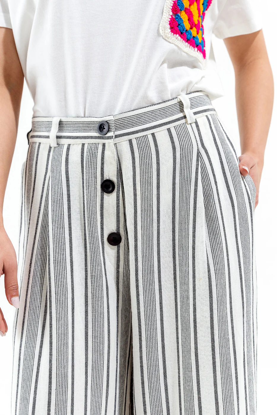 STRIPED WIDE LEG PANTS - Image 2