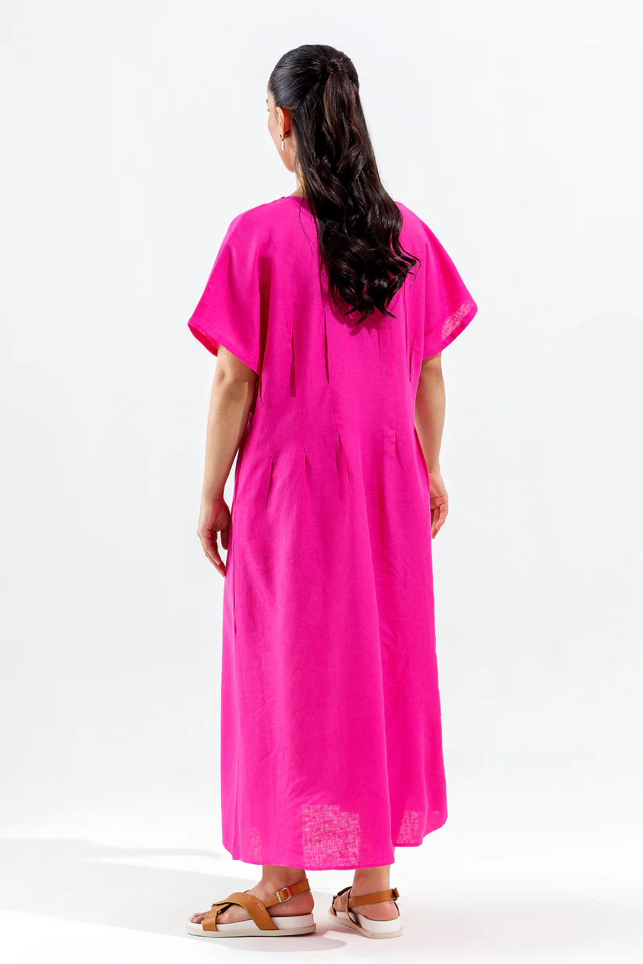 PINK LOOSE FIT PLEATED DRESS - Image 3