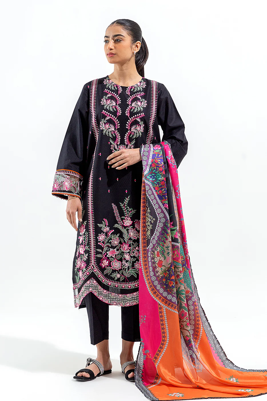 3 PIECE EMBROIDERED SELF JACQUARD SUIT (LUXURY PRET) - Image 3