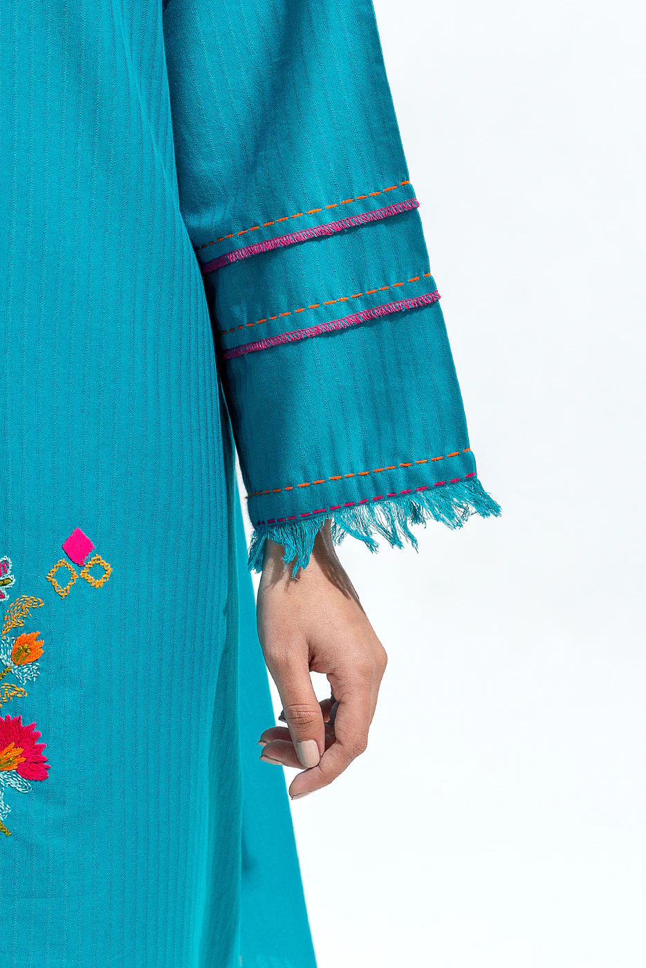 2 PIECE EMBROIDERED SELF JACQUARD SUIT (PRET) - Image 2