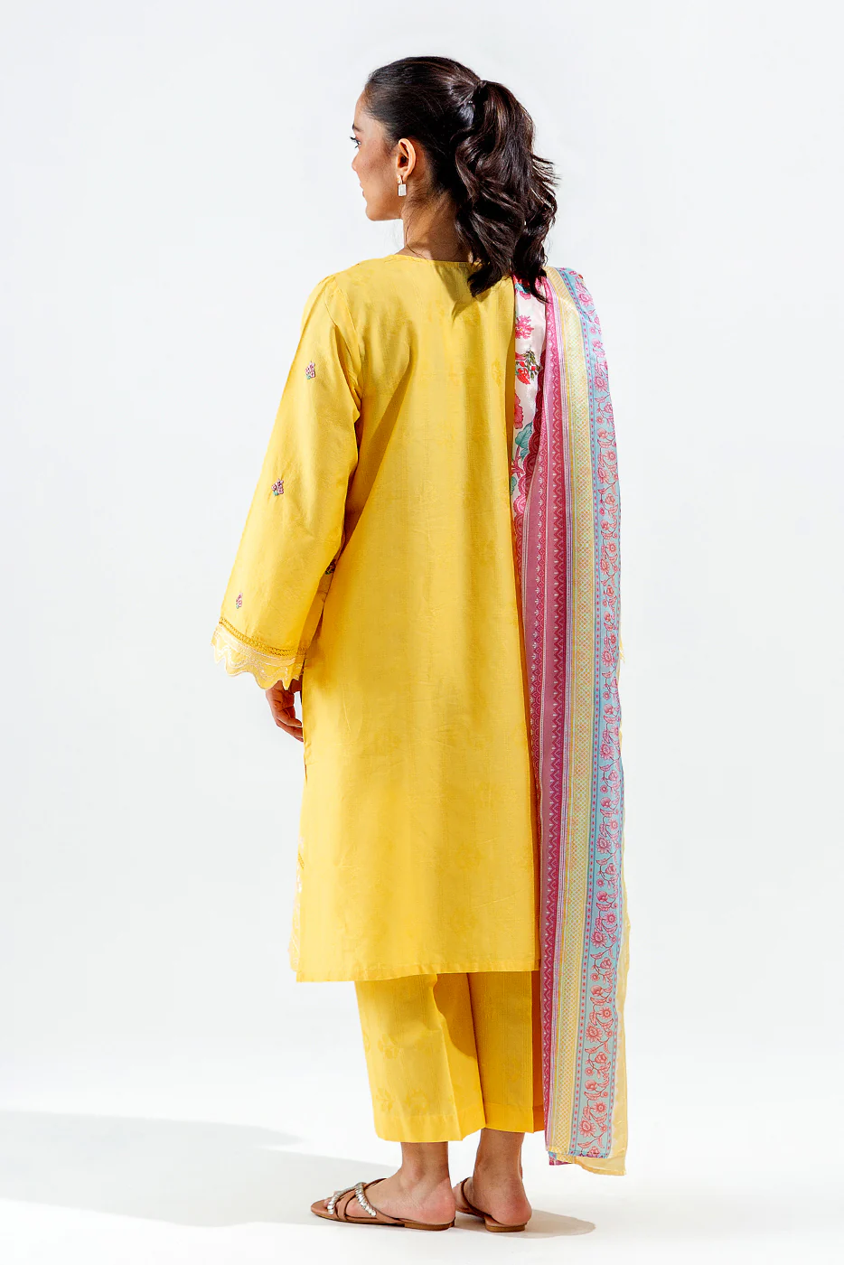 3 PIECE EMBROIDERED SELF JACQUARD SUIT (PRET) - Image 3
