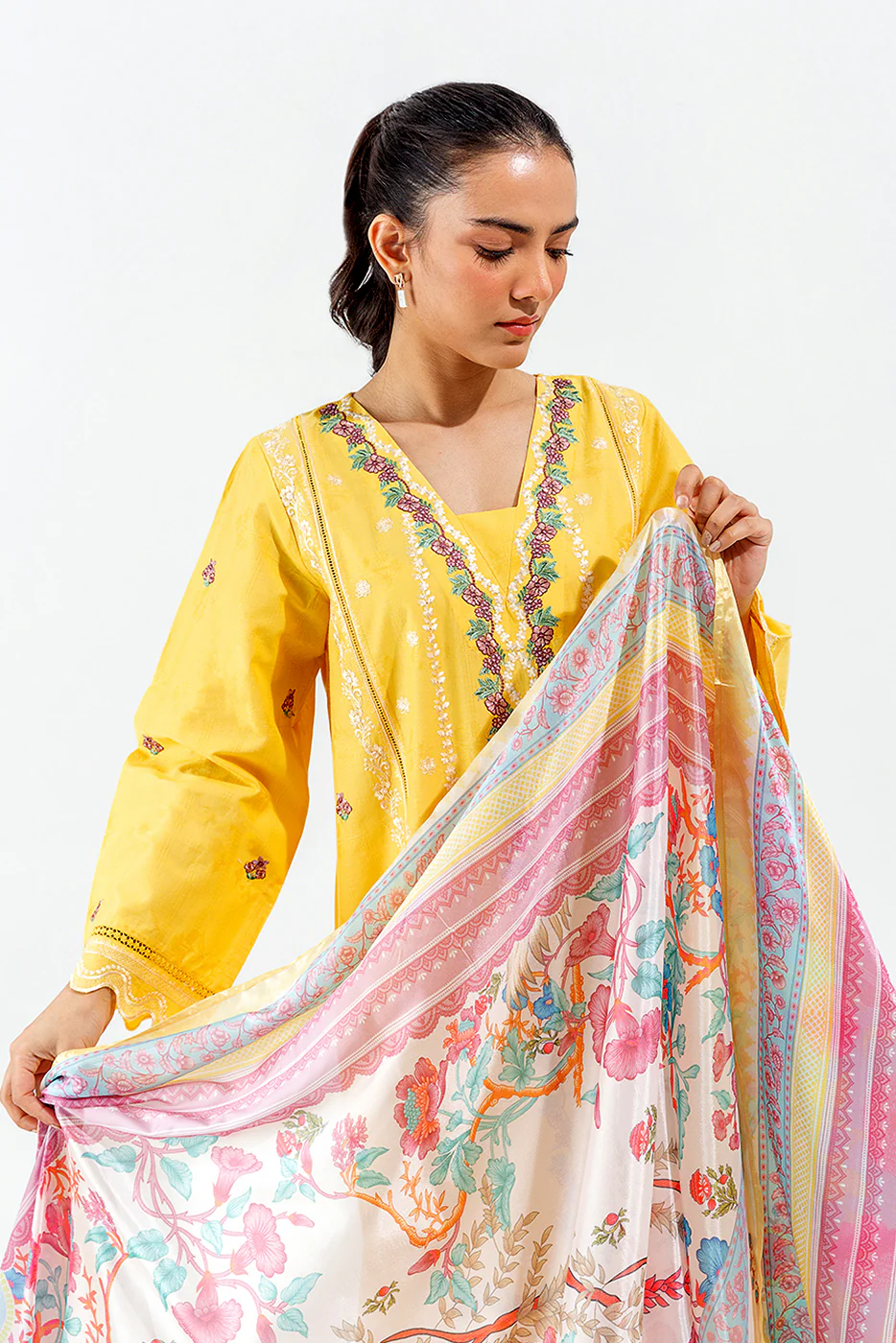 2 PIECE EMBROIDERED SELF JACQUARD SUIT (PRET) - Image 2