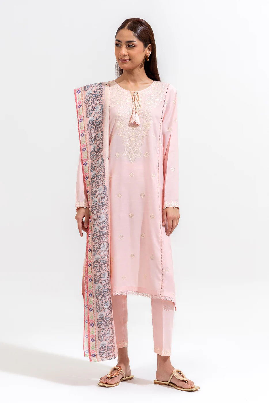 3 PIECE EMBROIDERED SILK SUIT (LUXURY-PRET) - Image 2