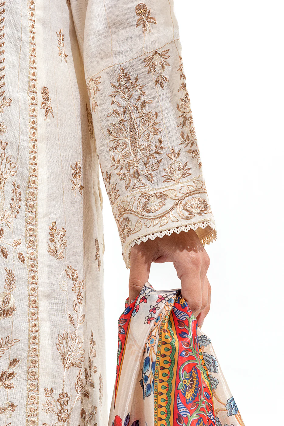 2 PIECE EMBROIDERED TWO TONE SUIT (LUXURY PRET) - Image 4