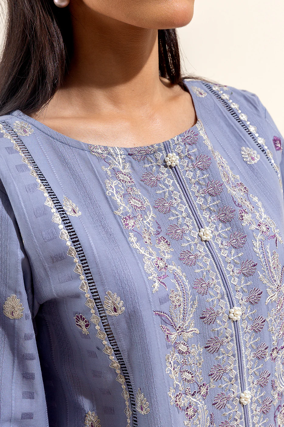 3 PIECE EMBROIDERED LAWN SUIT-STERLING PEARL (UNSTITCHED) - Image 5