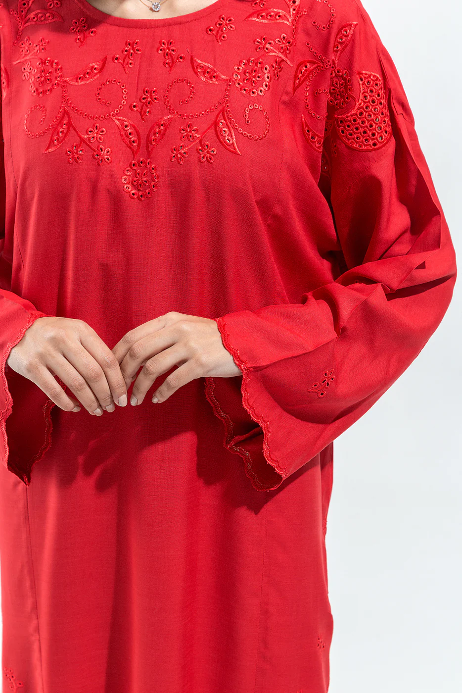 2 PIECE EMBROIDERED VISCOSE SUIT (PRET) - Image 2