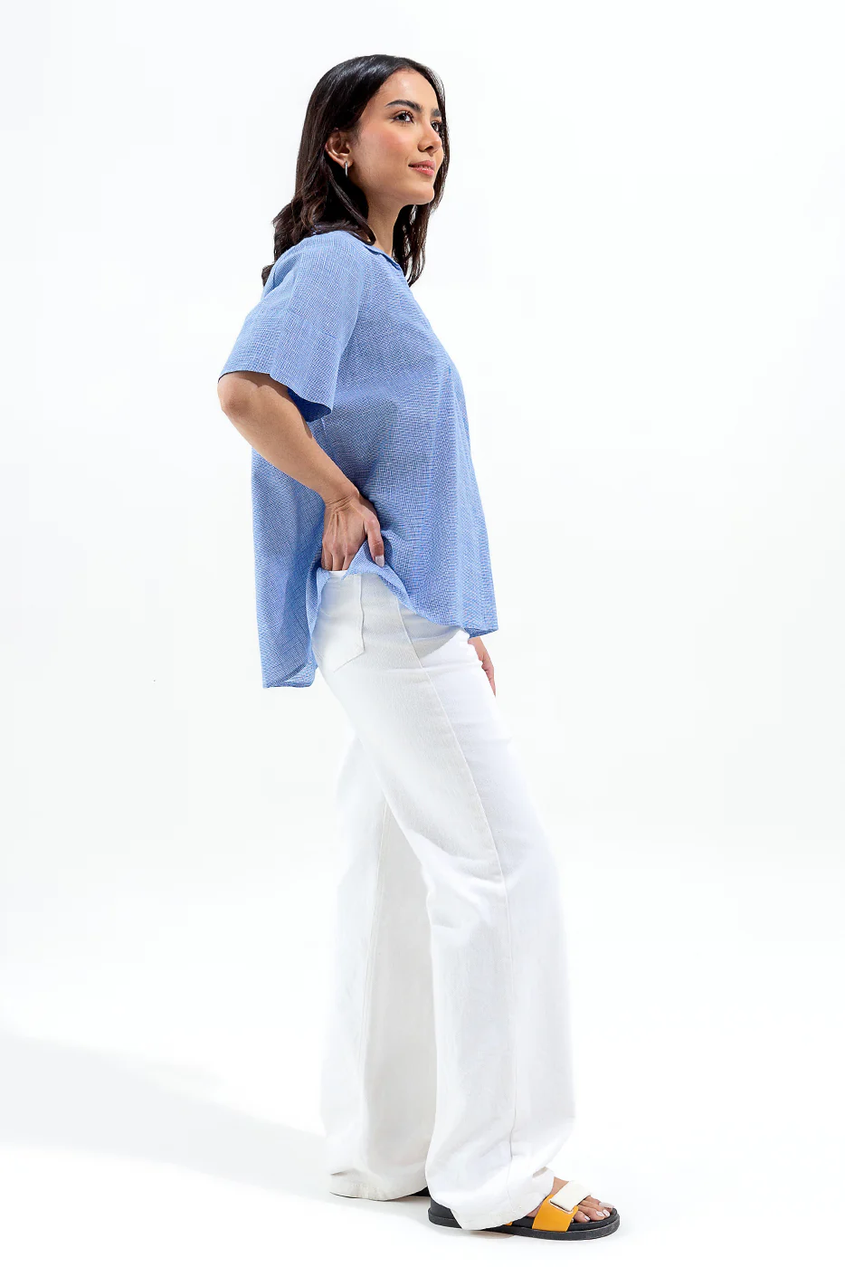 BLUE HOUNDSTOOTH COLLAR SHIRT - Image 2