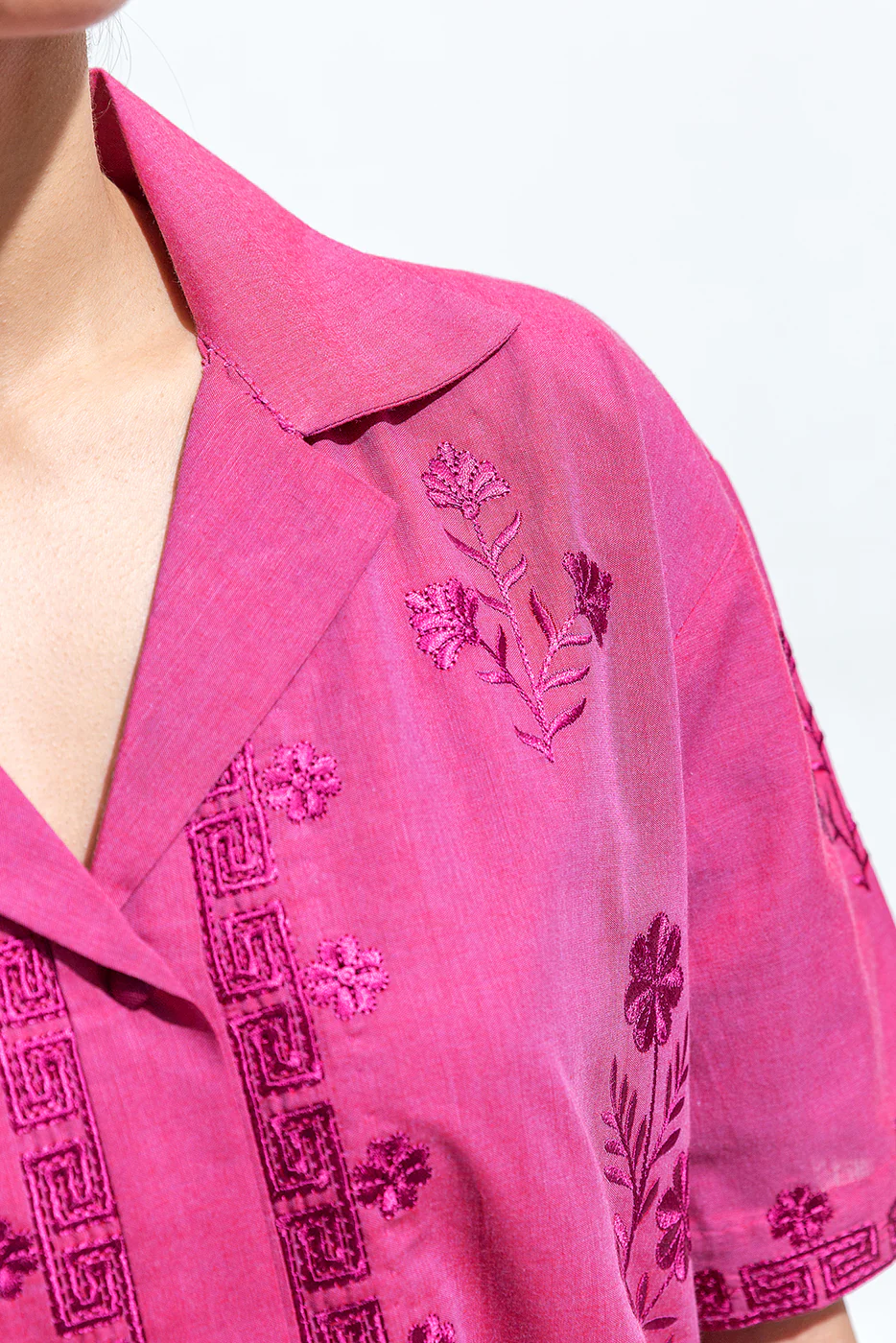 EMBROIDERED CHAMBREY SHIRT (PRET) - Image 2