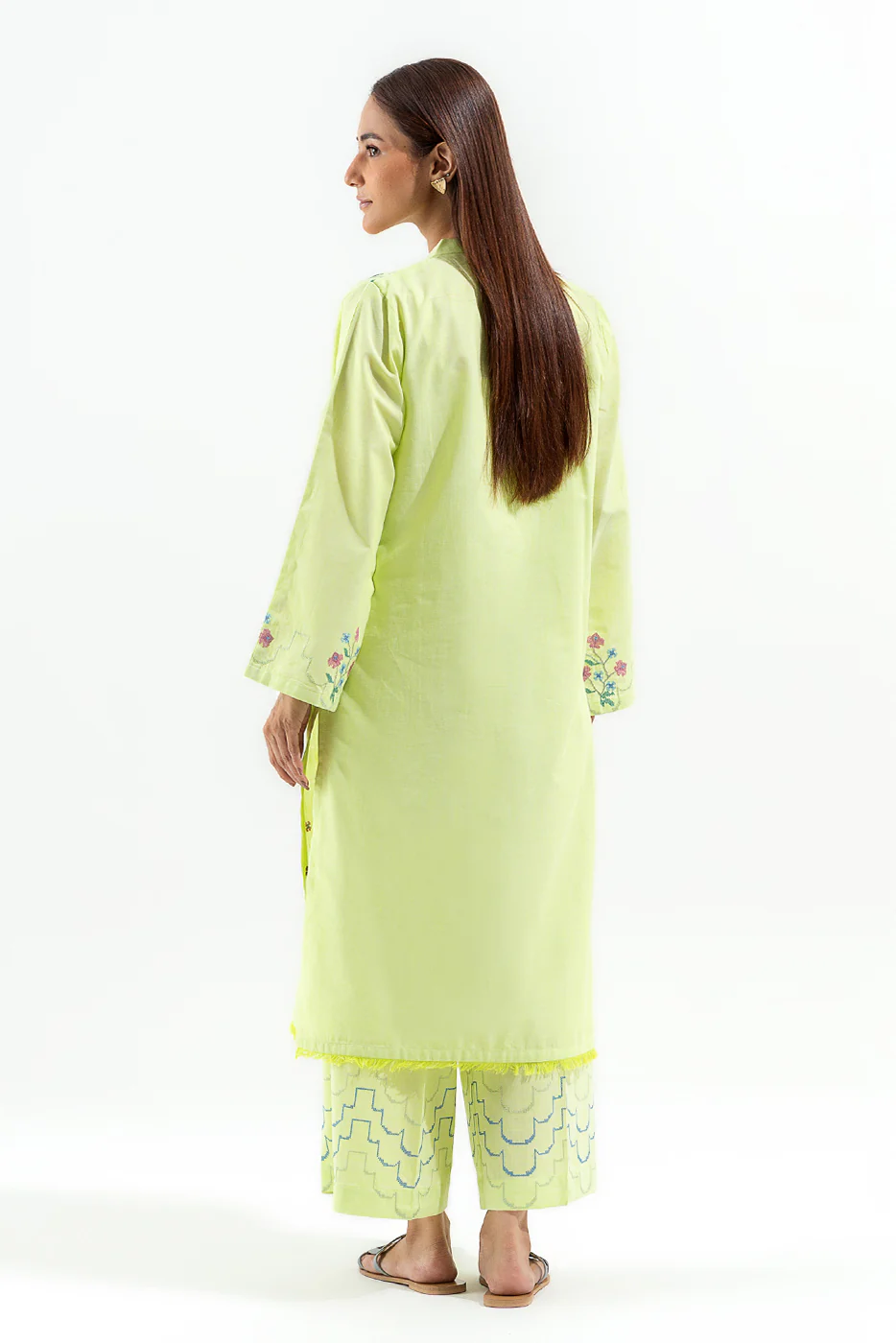 2 PIECE EMBROIDERED CHAMBRAY SUIT (PRET) - Image 3