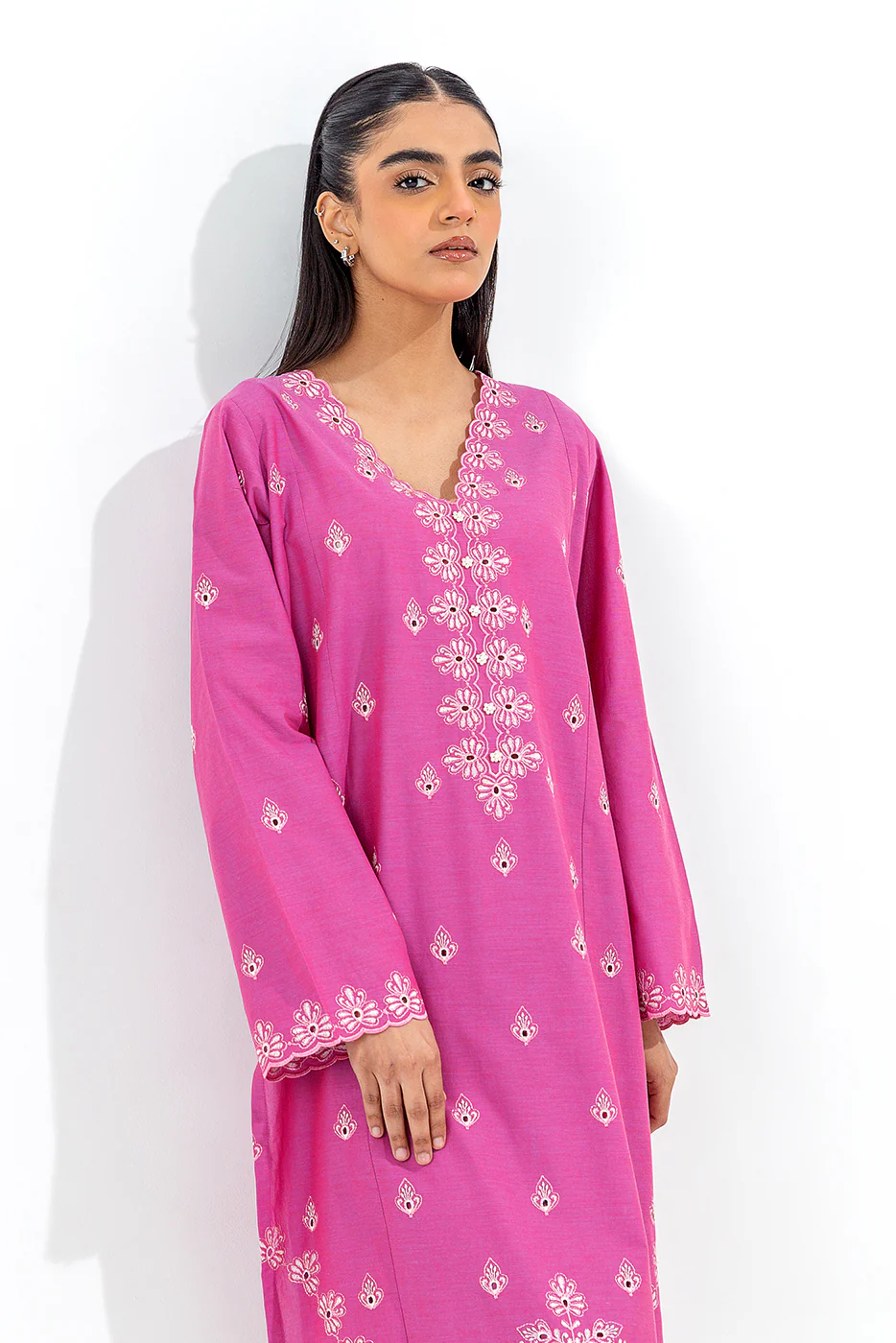 2 PIECE EMBROIDERED CHAMBRAY SUIT (PRET) - Image 3