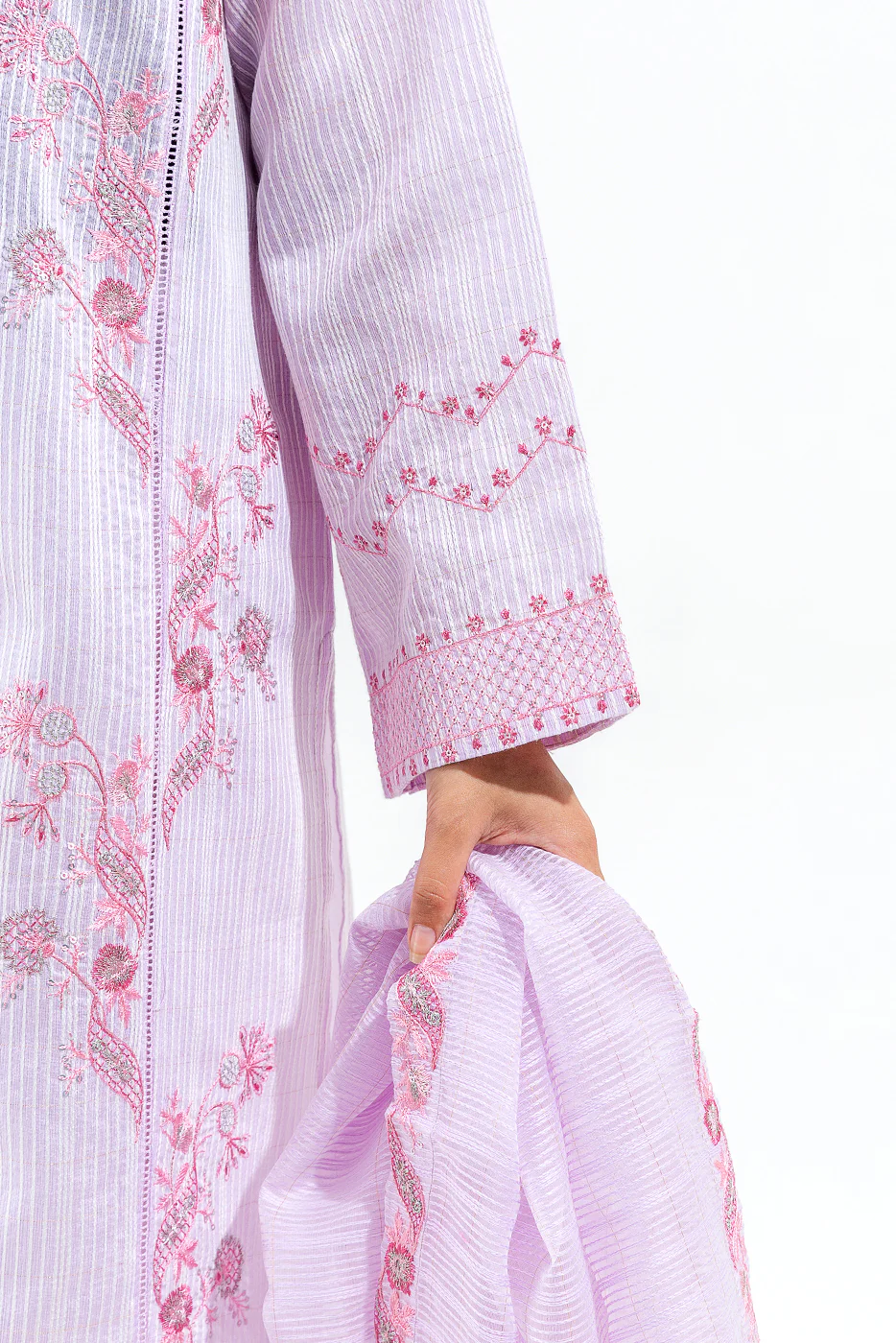 2 PIECE EMBROIDERED ORGANZA SLUB SUIT (LUXURY PRET) - Image 2