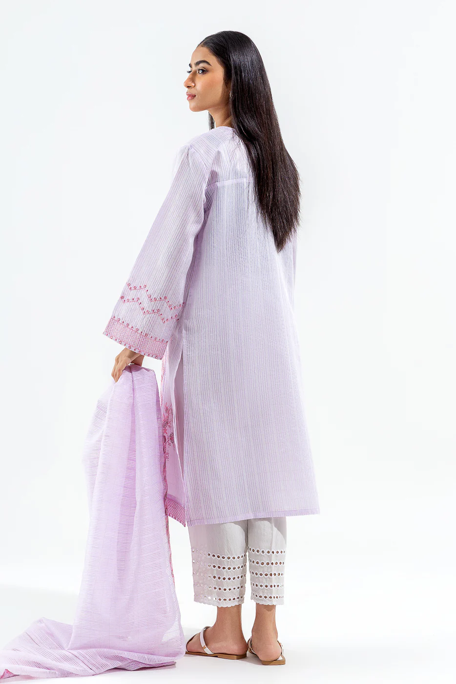 2 PIECE EMBROIDERED ORGANZA SLUB SUIT (LUXURY PRET) - Image 4
