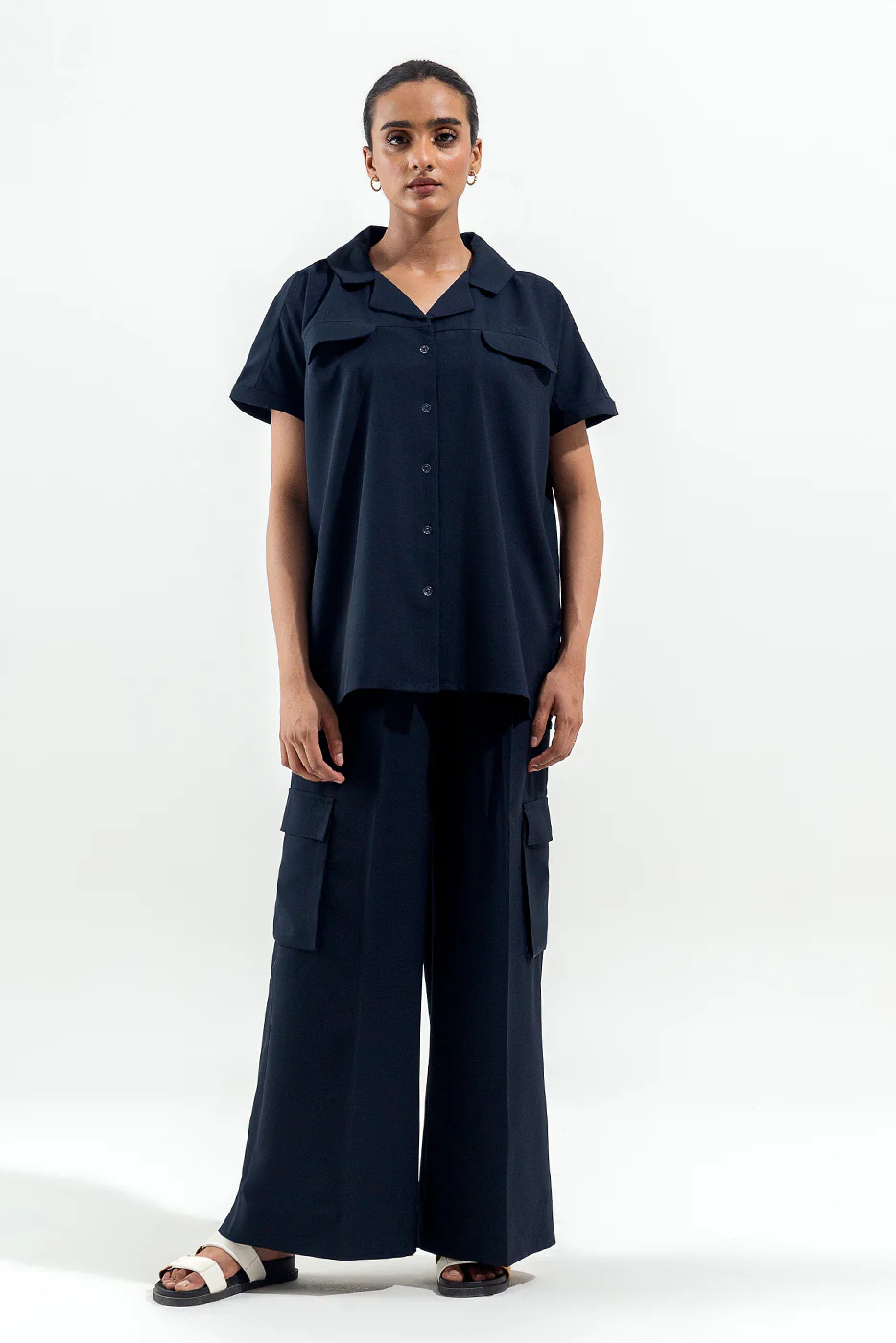NAVY KIMONO SLEEVES TOP - Image 2