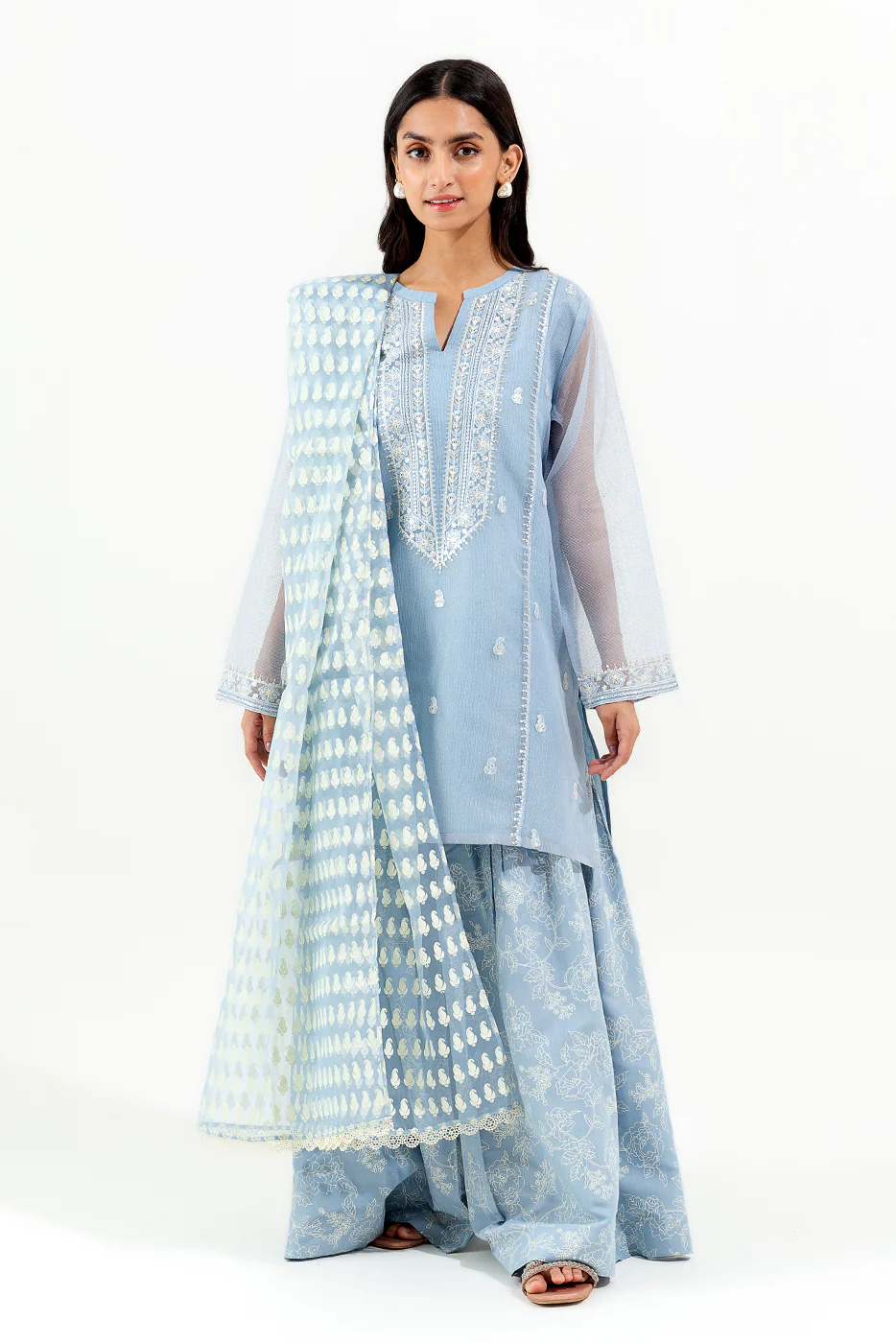 3 PIECE EMBROIDERED KARANDI SUIT (LUXURY PRET) - Image 3