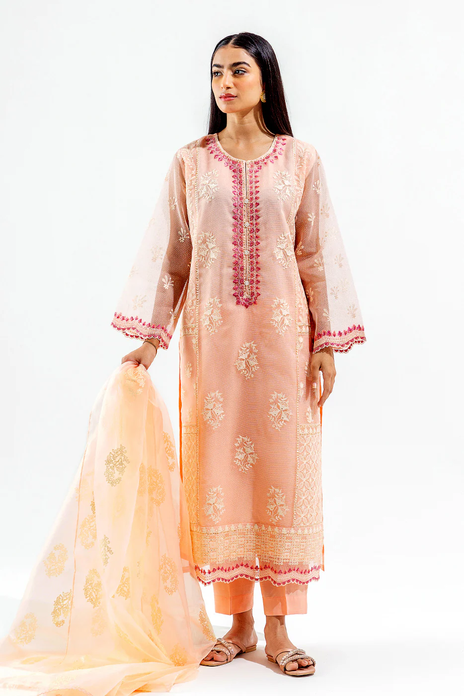 3 PIECE EMBROIDERED KARANDI SUIT (LUXURY PRET) - Image 4