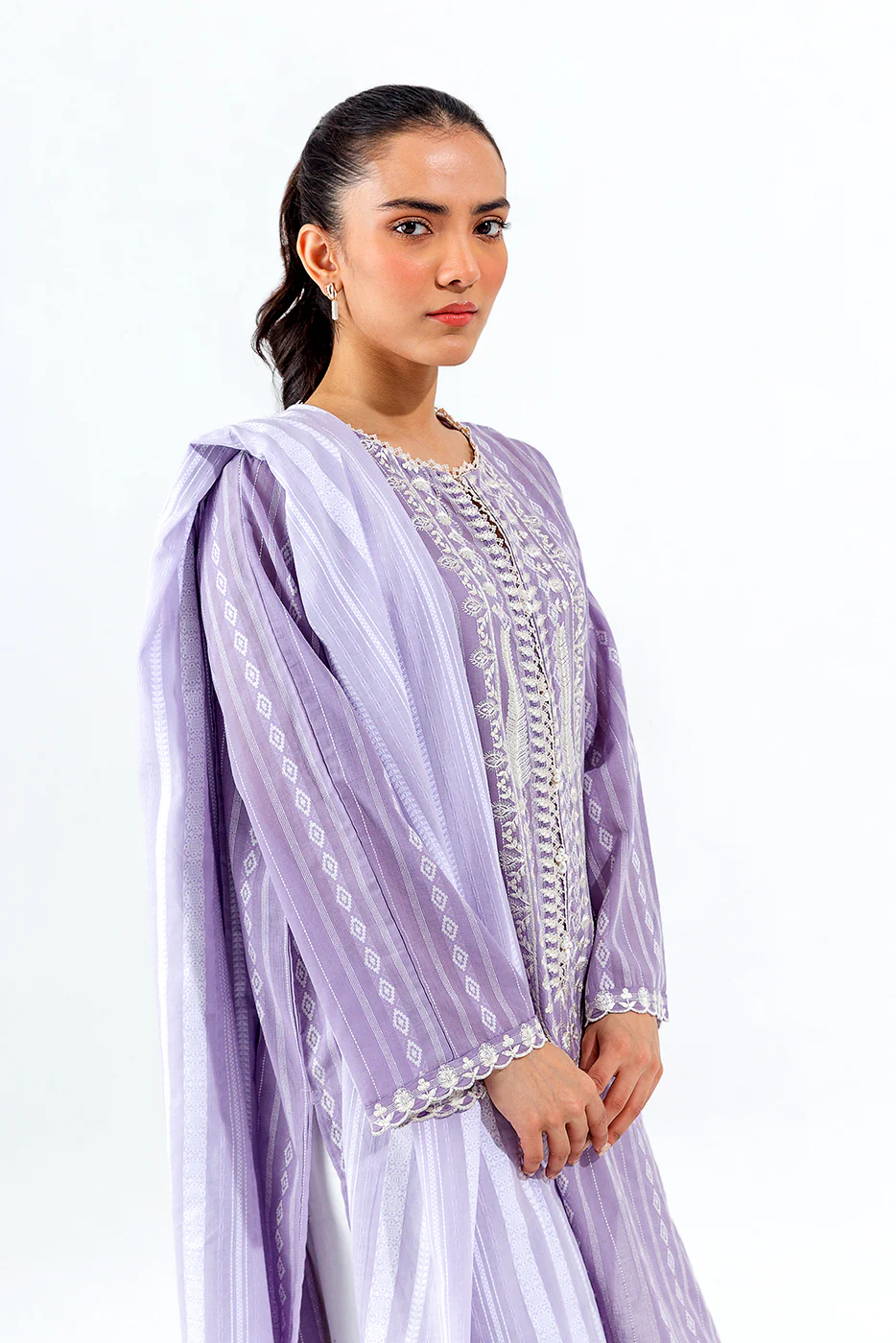 2 PIECE EMBROIDERED JACQUARD DOBBY SUIT (PRET) - Image 2