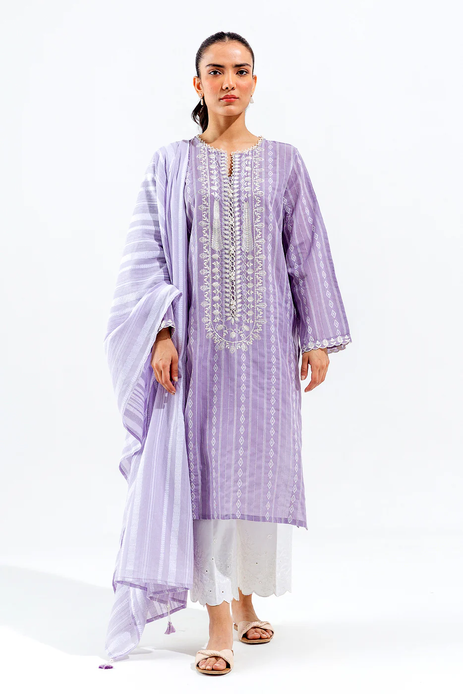 2 PIECE EMBROIDERED JACQUARD DOBBY SUIT (PRET) - Image 3