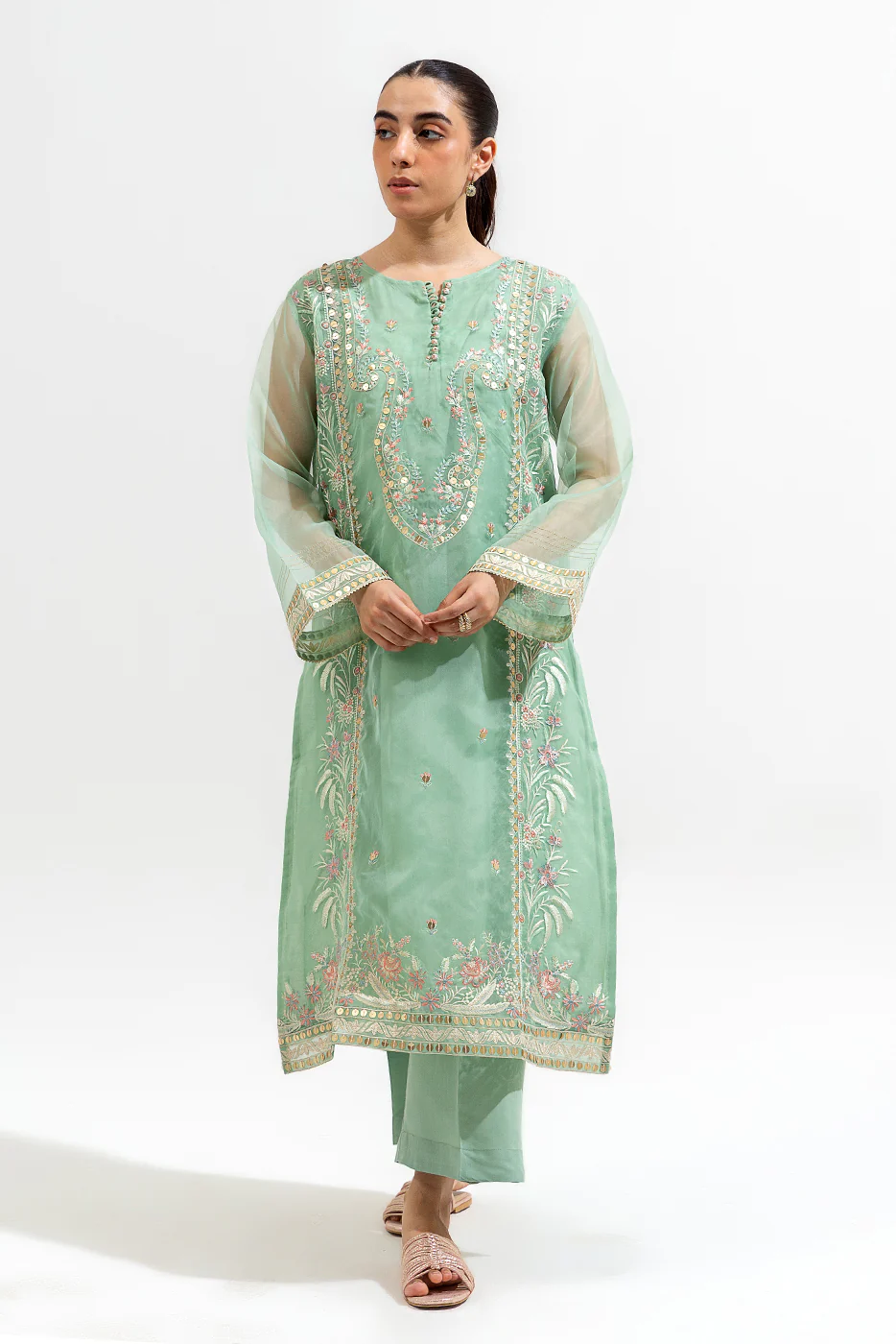 2 PIECE EMBROIDERED ORGANZA SUIT (LUXURY-PRET) - Image 2