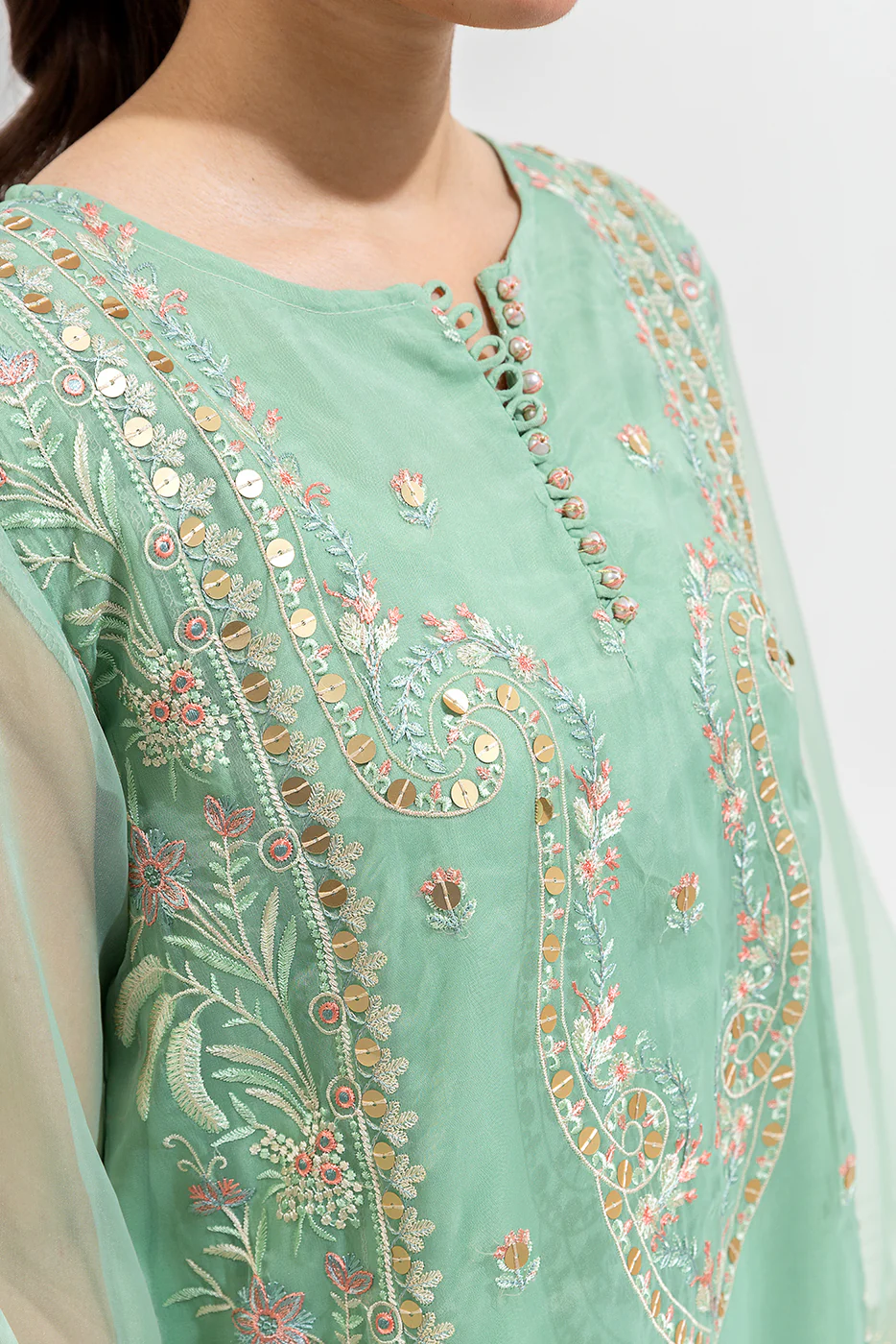 2 PIECE EMBROIDERED ORGANZA SUIT (LUXURY-PRET) - Image 4