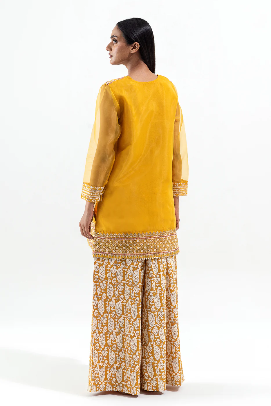 2 PIECE EMBROIDERED ORGANZA SUIT  (LUXURY-PRET) - Image 4