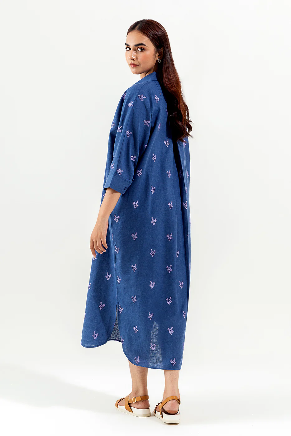 NAVY EMBROIDERED LONG TUNIC - Image 5