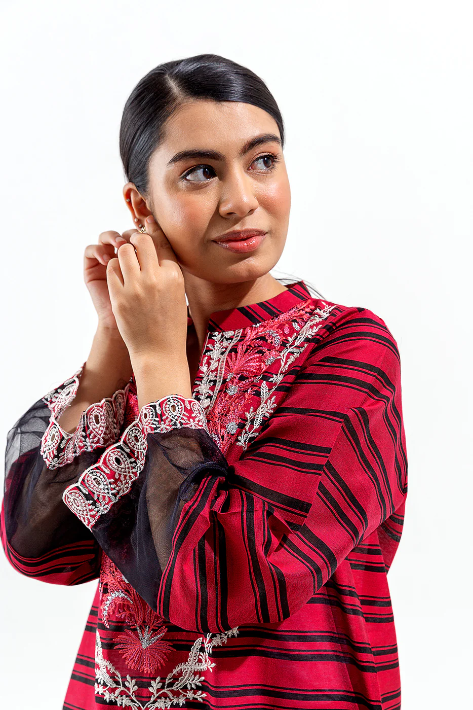 EMBROIDERED TWO TONE SHIRT (LUXURY PRET) - Image 2