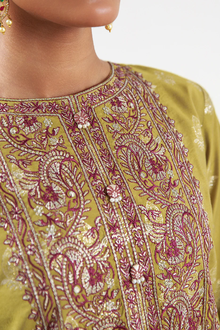 3 PIECE EMBROIDERED JACQUARD SUIT-ETHEREAL BEAUTY (UNSTITCHED) - Image 4