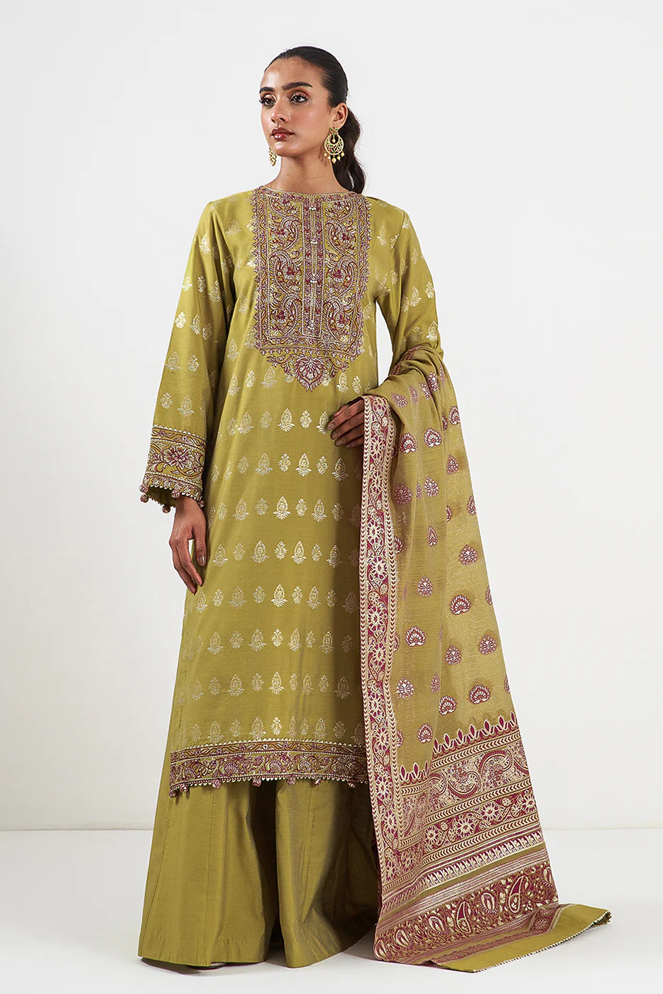 3 PIECE EMBROIDERED JACQUARD SUIT-ETHEREAL BEAUTY (UNSTITCHED) - Image 6