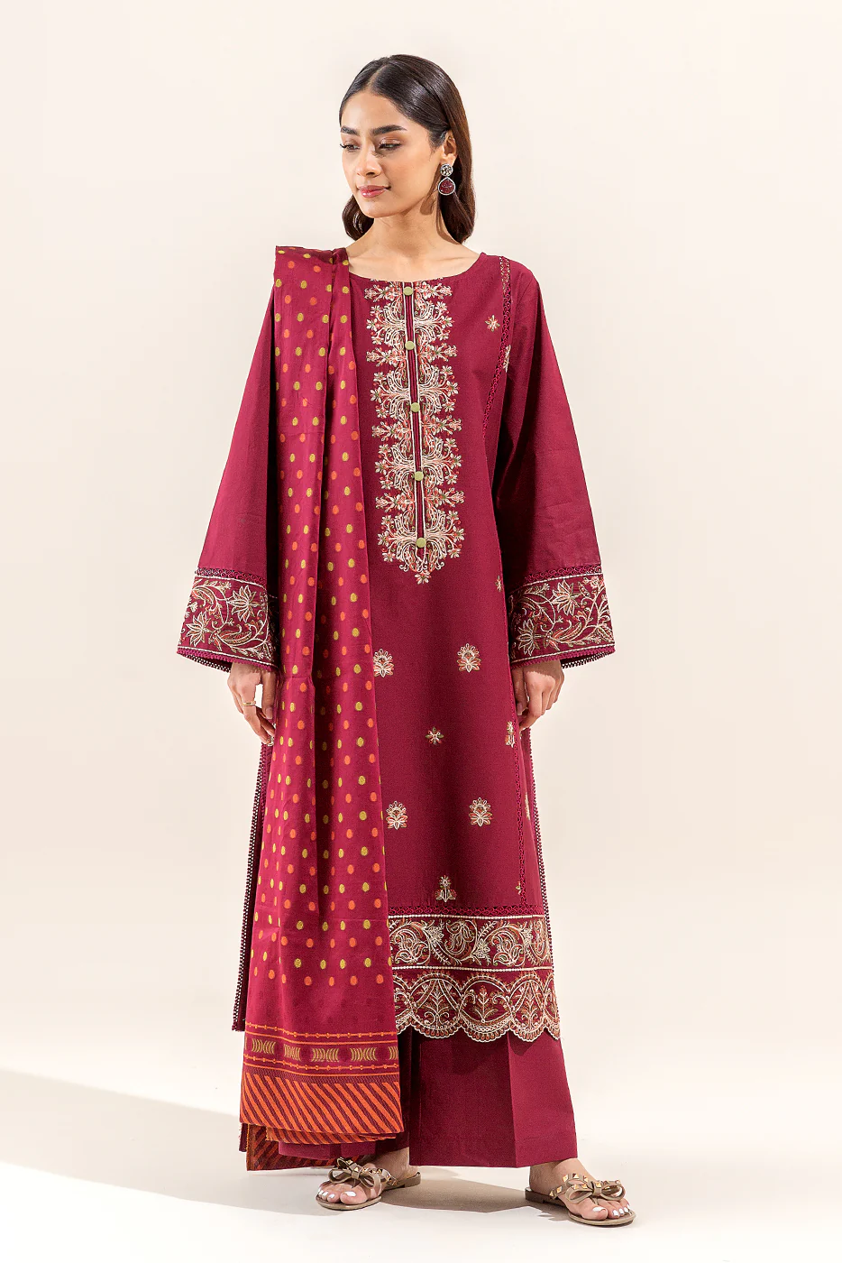 3 PIECE EMBROIDERED LAWN SUIT (UNSTITCHED) - Image 2