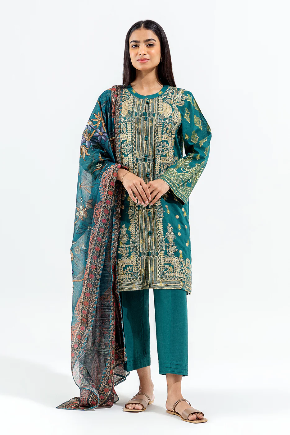 3 PIECE EMBROIDERED LAWN SUIT (LUXURY PRET) - Image 2