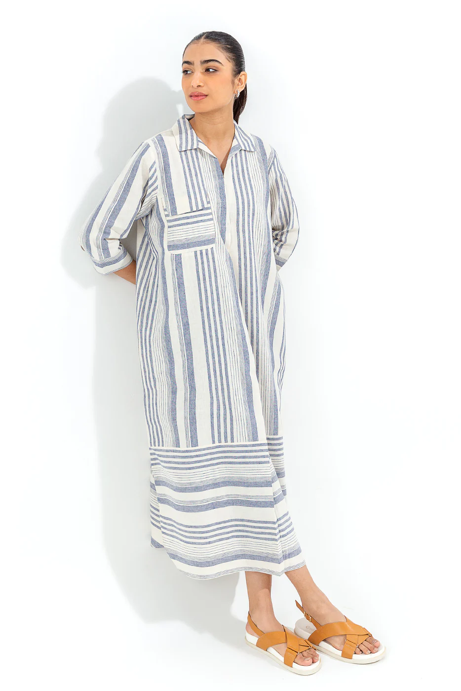 STRIPED LONG SHIRT DRESS - Image 2