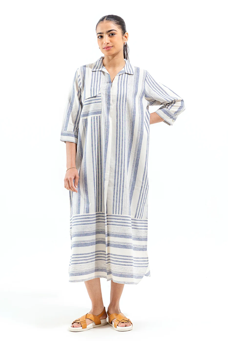 STRIPED LONG SHIRT DRESS - Image 3