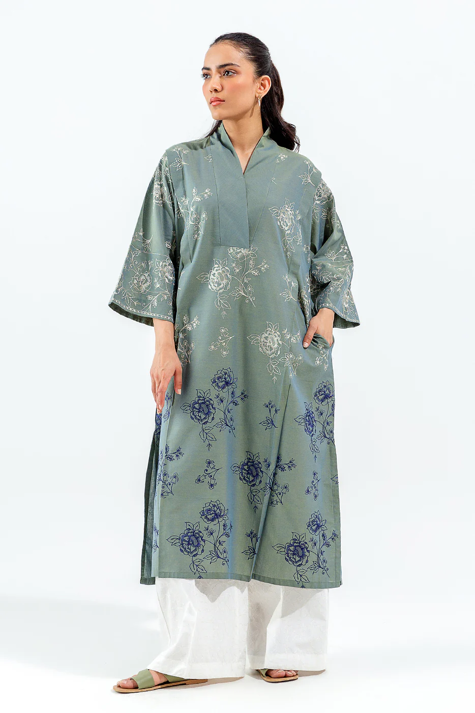 EMBROIDERED CHAMBREY SHIRT (PRET) - Image 2