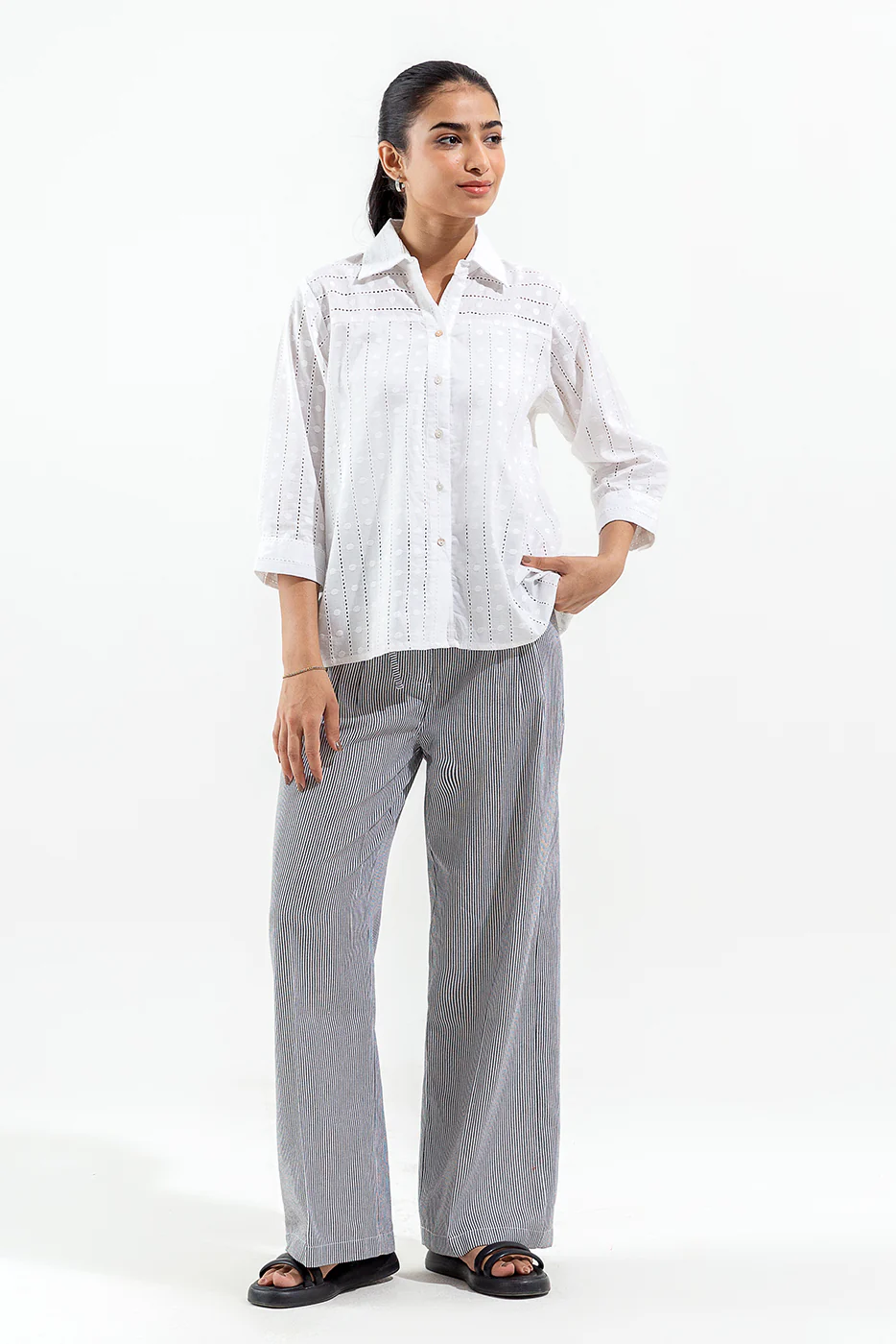 WHITE SHIFFLI BUTTON-THROUGH SHIRT - Image 3