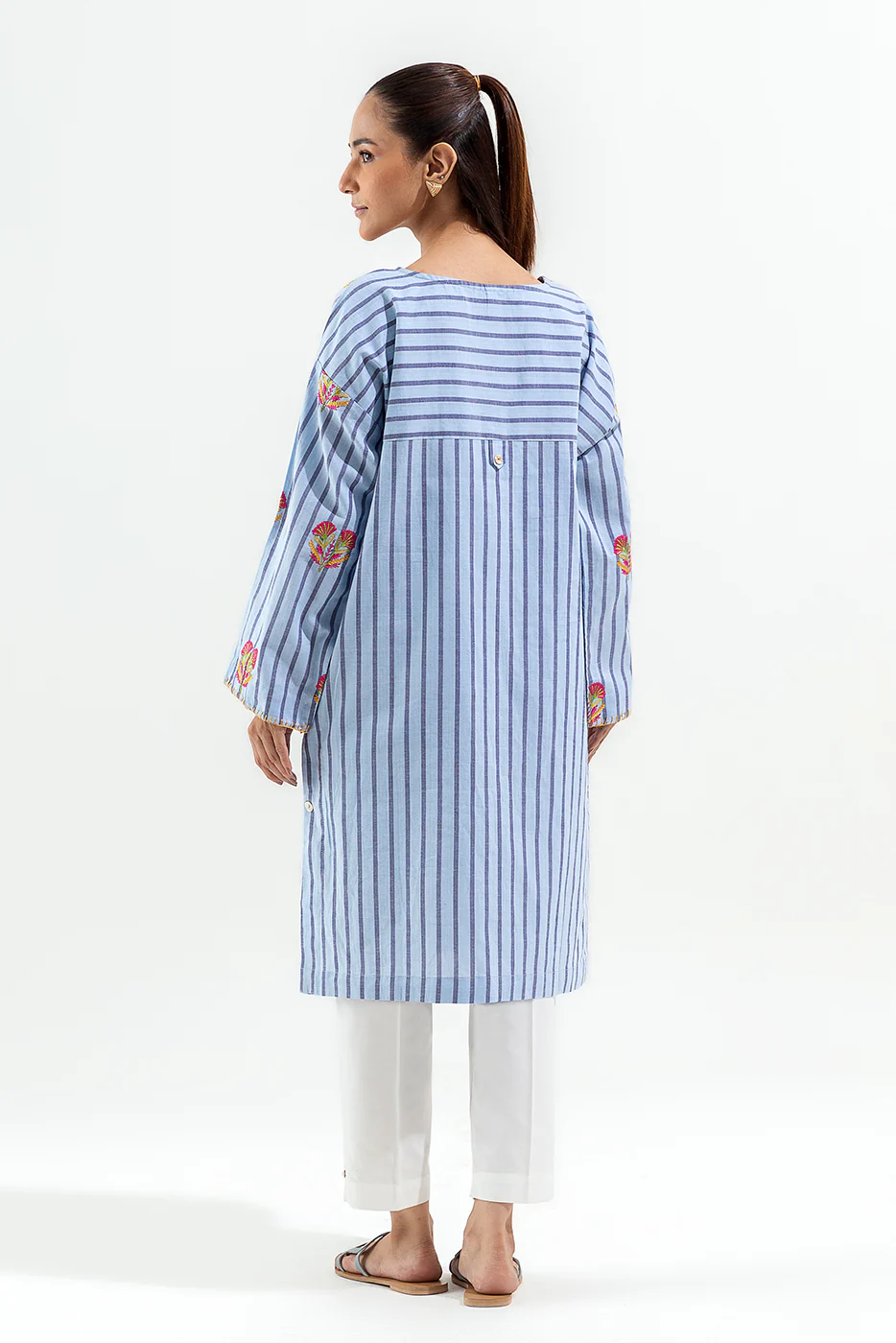 EMBROIDERED YARN DYED SHIRT (PRET) - Image 3