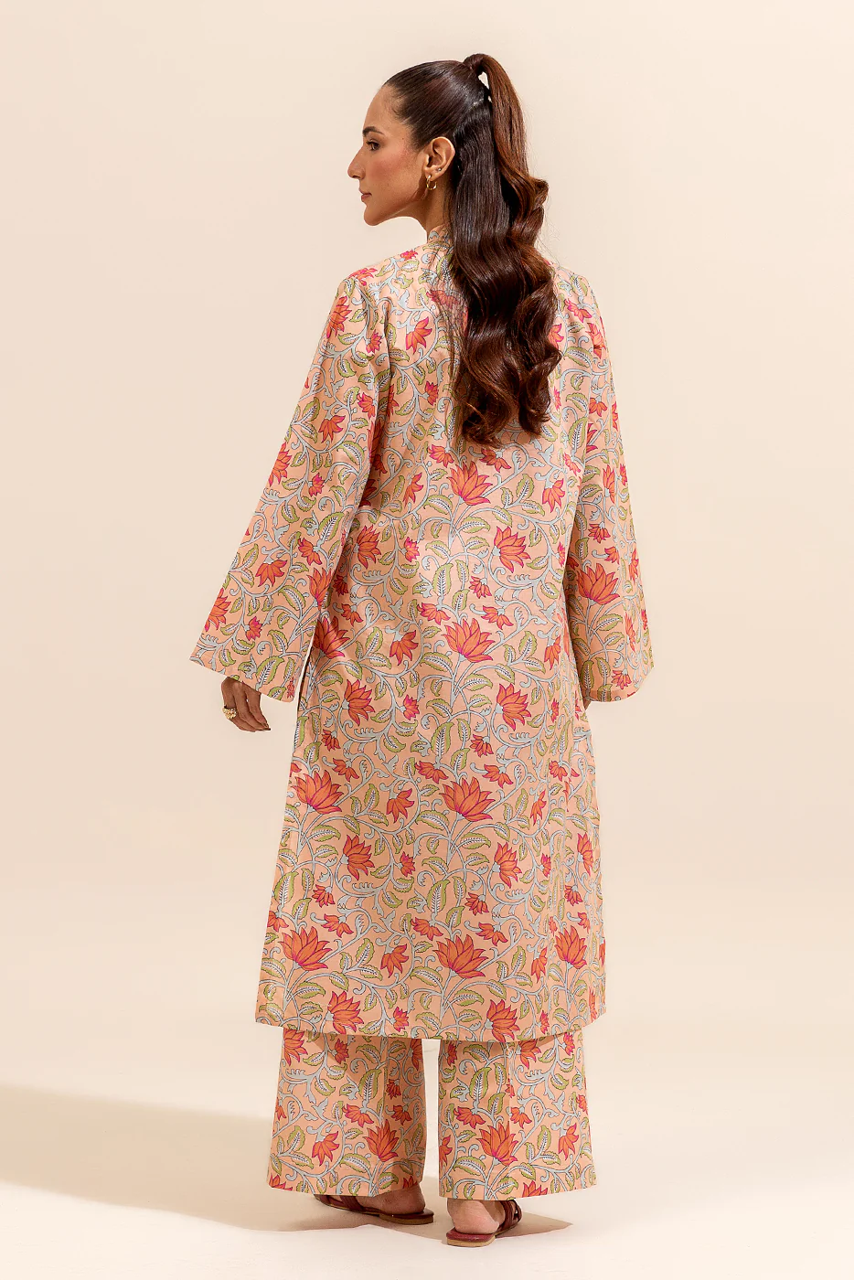 2 PIECE PRINTED LAWN SUIT-PEACH FUZZ (UNSTITCHED) - Image 3