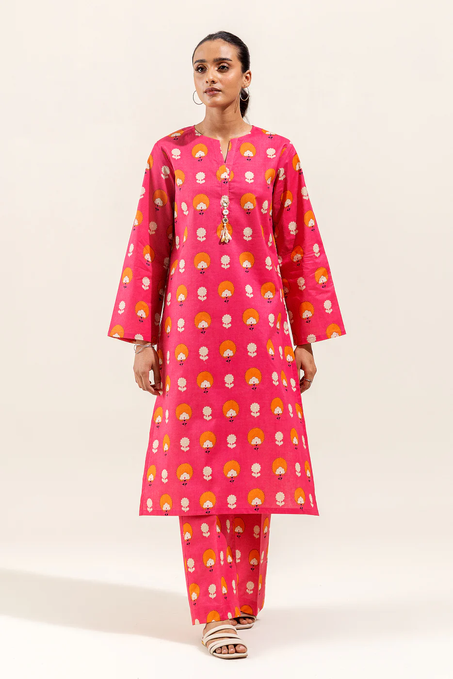 2 PIECE PRINTED SUIT-FUSCHIA MIST (UNSTITCHED) - Image 2