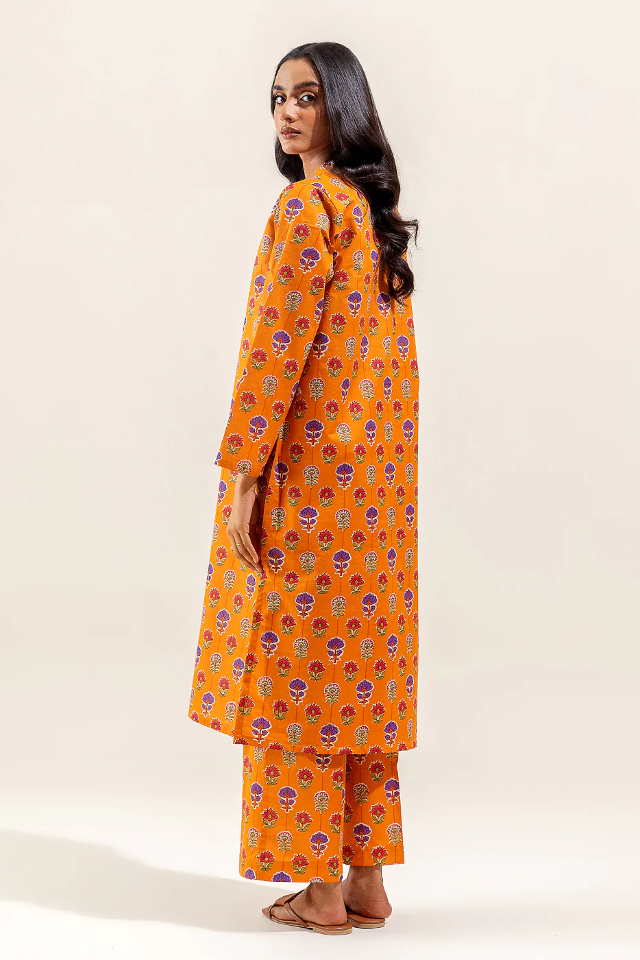 2 PIECE PRINTED SUIT-OCRE BLOOM (UNSTITCHED) - Image 4