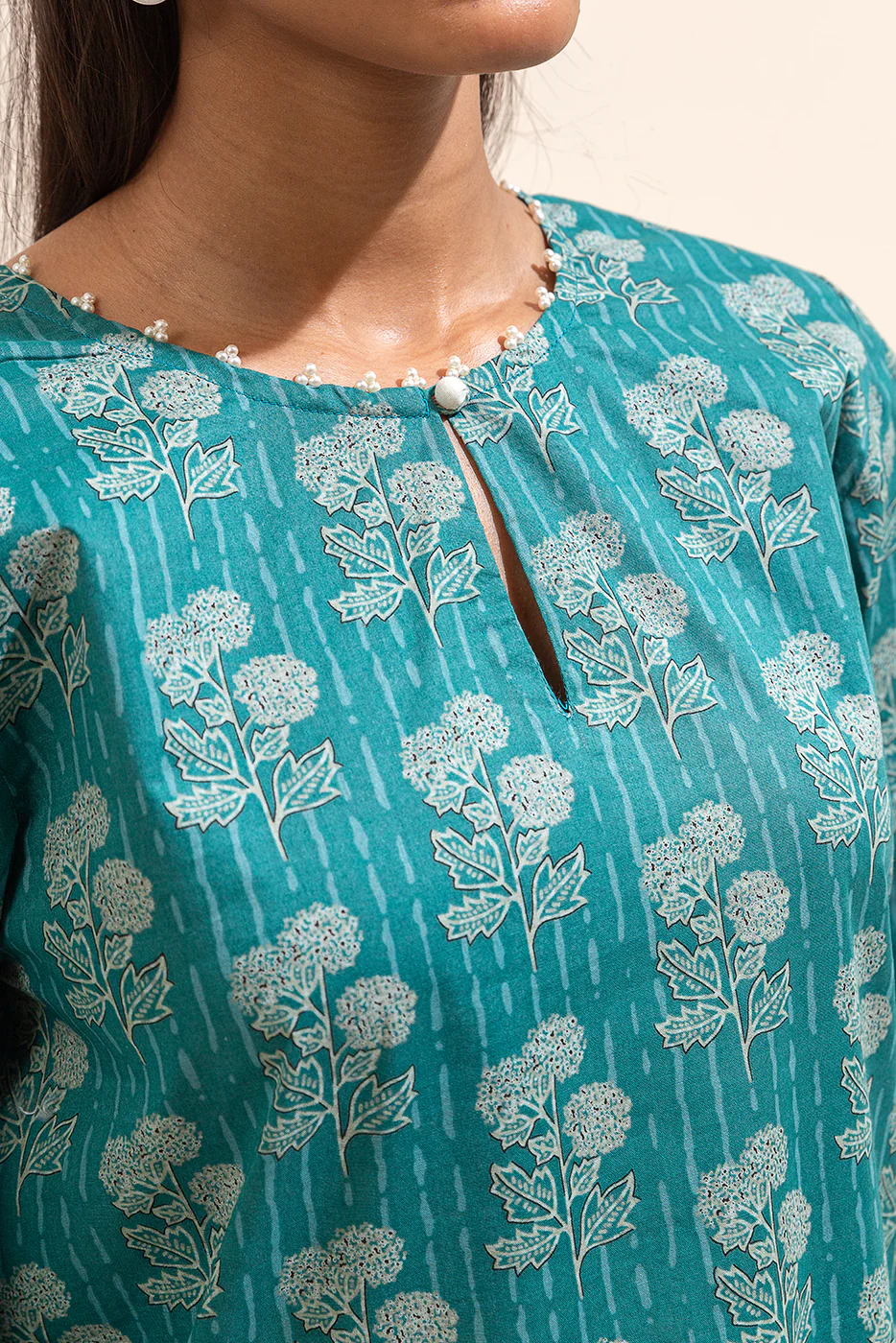 2 PIECE PRINTED LAWN SUIT-AVENTURINE ACCENTS (UNSTITCHED) - Image 4