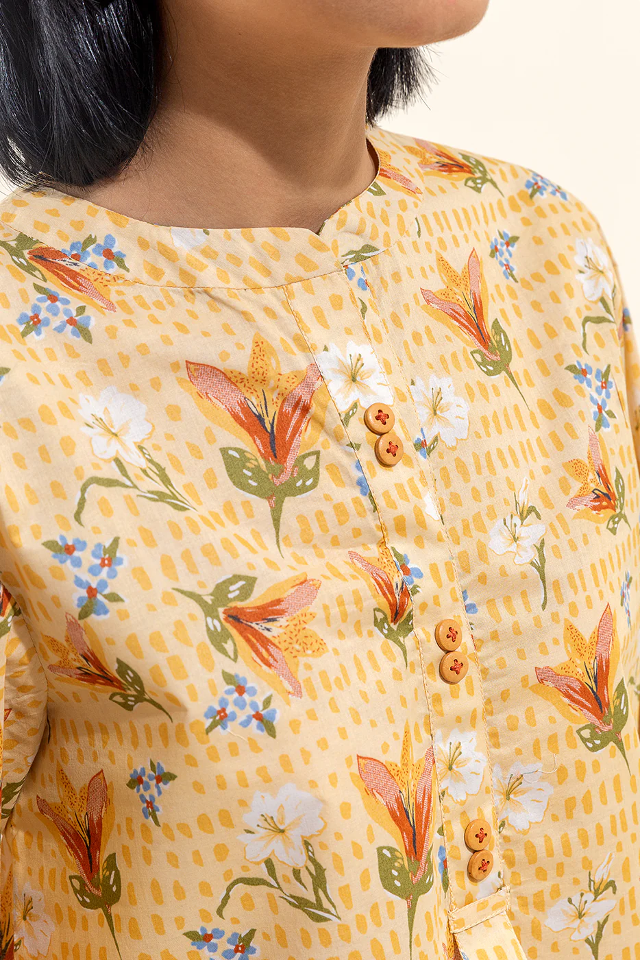 2 PIECE PRINTED LAWN SUIT-BEIGE GLORY (UNSTITCHED) - Image 4