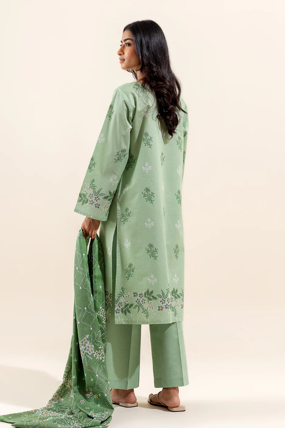 3 PIECE EMBROIDERED LAWN SUIT-FROSTY SPRUCE (UNSTITCHED) - Image 4