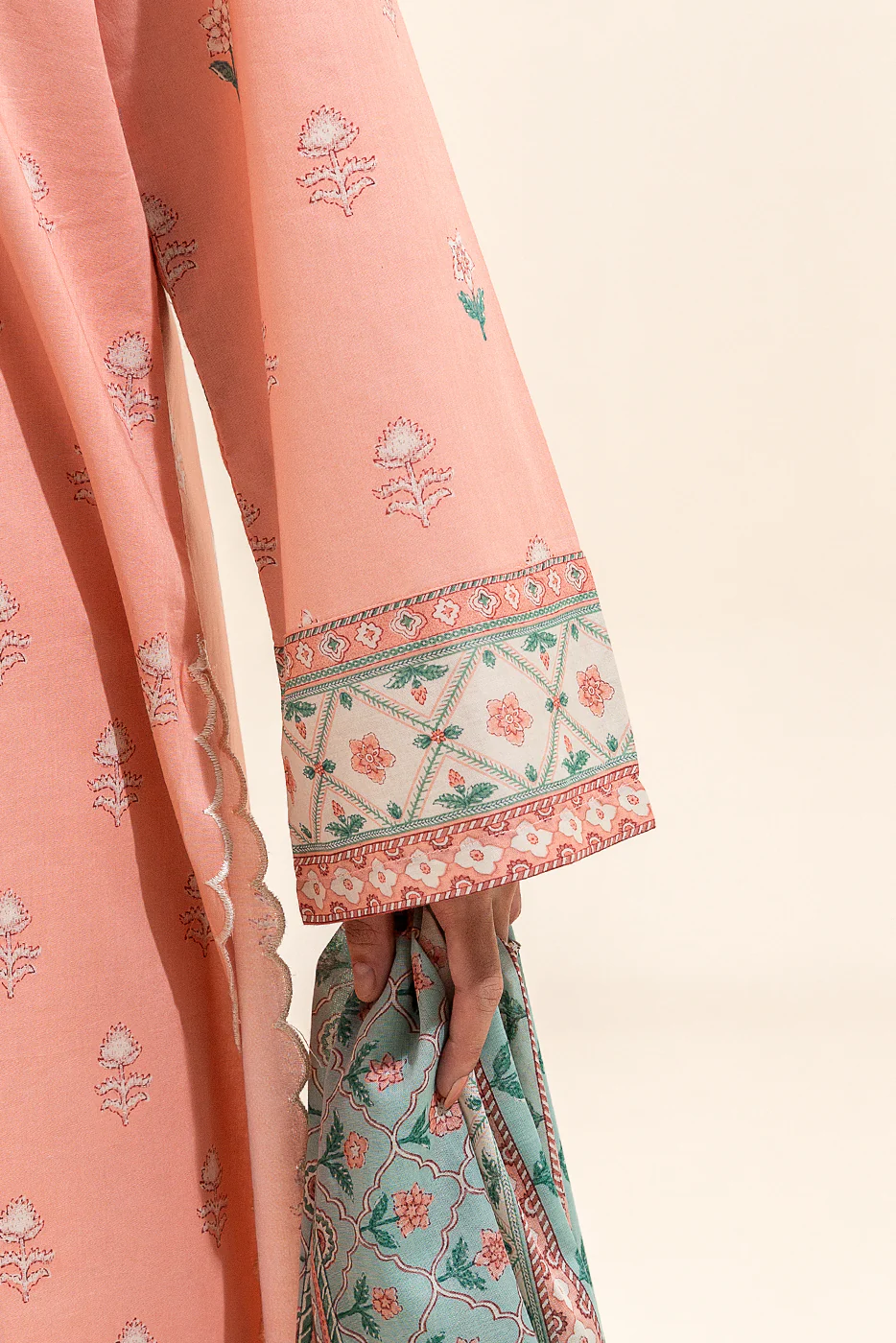 3 PIECE EMBROIDERED LAWN SUIT-SALMON VERVE (UNSTITCHED) - Image 6