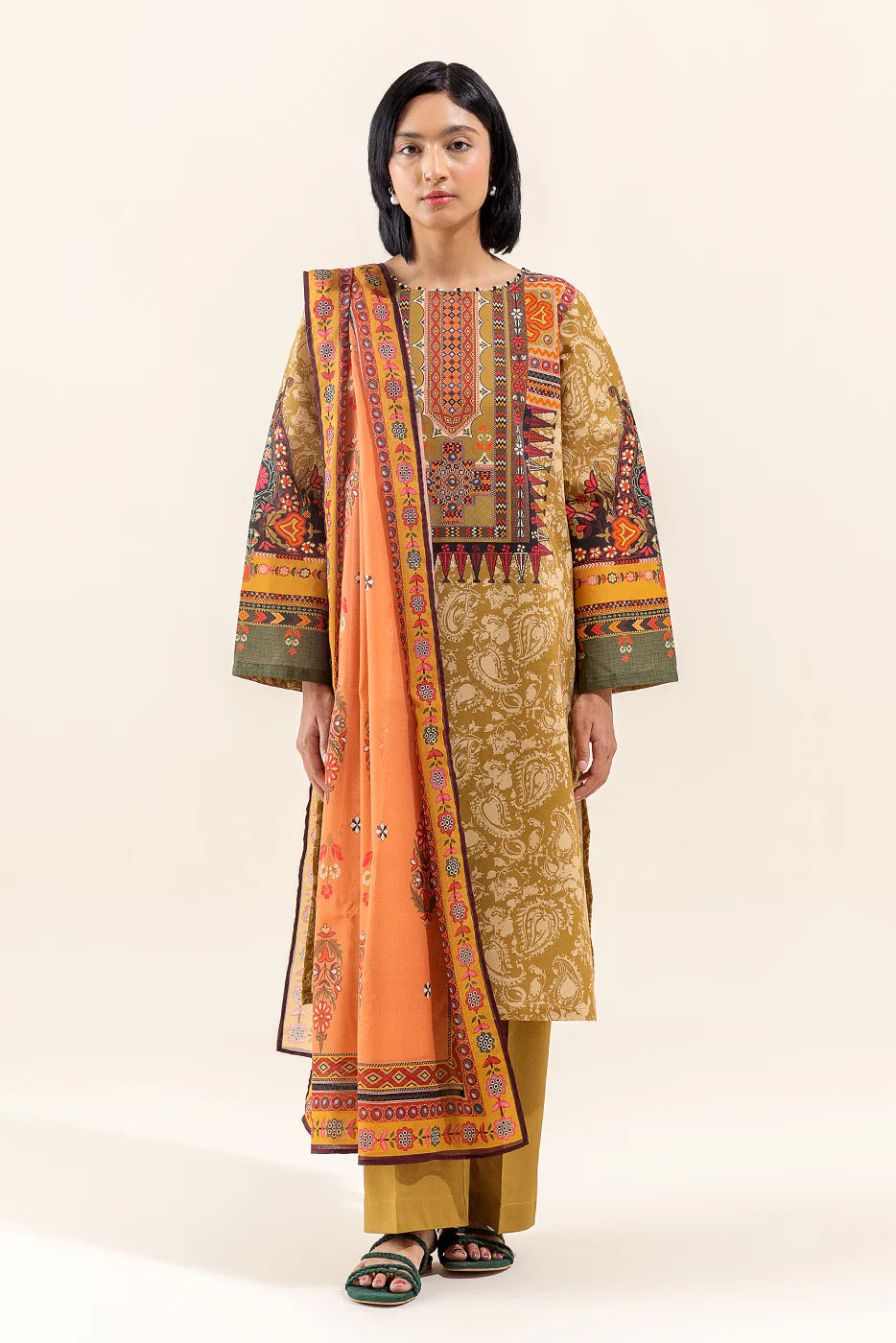 3 PIECE PRINTED LAWN SUIT-MEDALLION TRIBE (UNSTITCHED) - Image 2