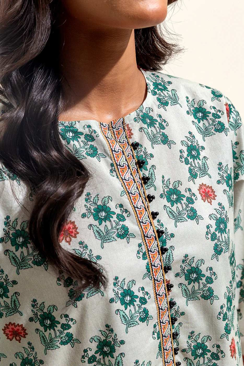 3 PIECE PRINTED SUIT-SPECKLE MESH (UNSTITCHED) - Image 4