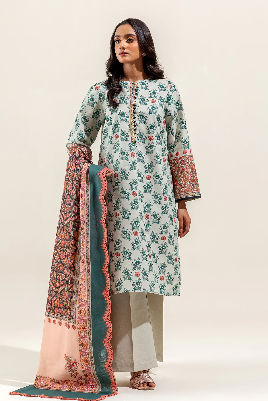 3 PIECE PRINTED SUIT-SPECKLE MESH (UNSTITCHED) - Image 6