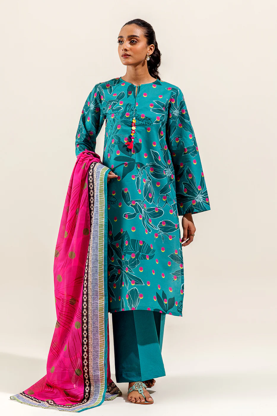 3 PIECE PRINTED SUIT-TIFFANY PUNCH (UNSTITCHED) - Image 3