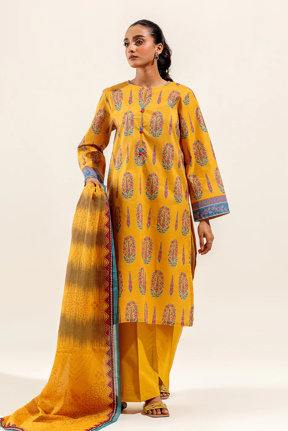 3 PIECE PRINTED SUIT-TRIBAL BLONDE (UNSTITCHED) - Image 6