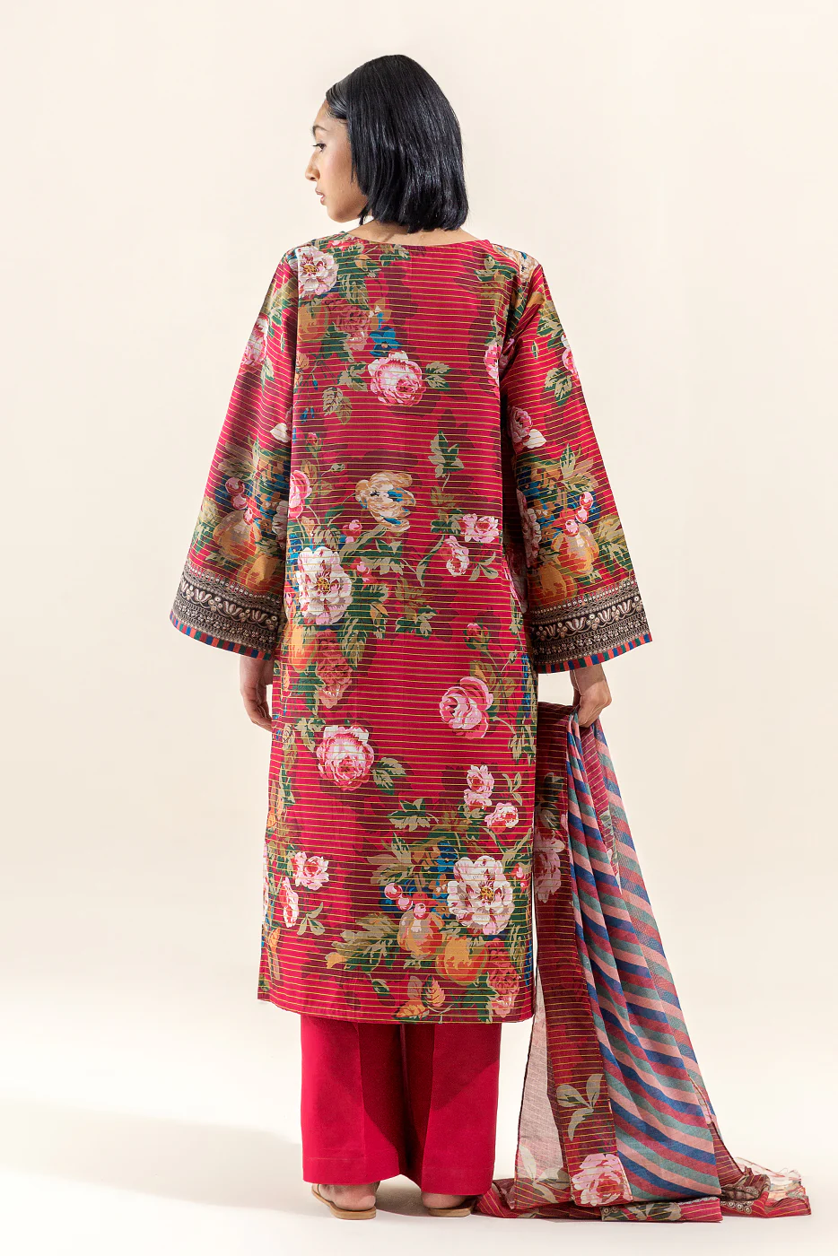 3 PIECE PRINTED LAWN SUIT-ROSETTE WILT (UNSTITCHED) - Image 4