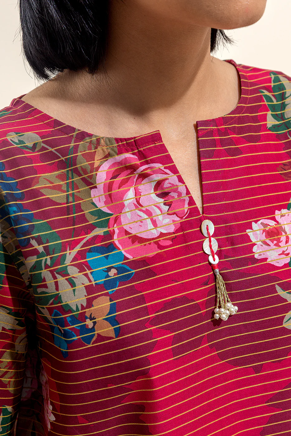 3 PIECE PRINTED LAWN SUIT-ROSETTE WILT (UNSTITCHED) - Image 5